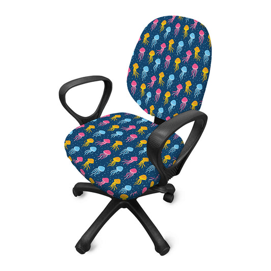 Cute Jellyfish Pattern Print Office Chair Cover