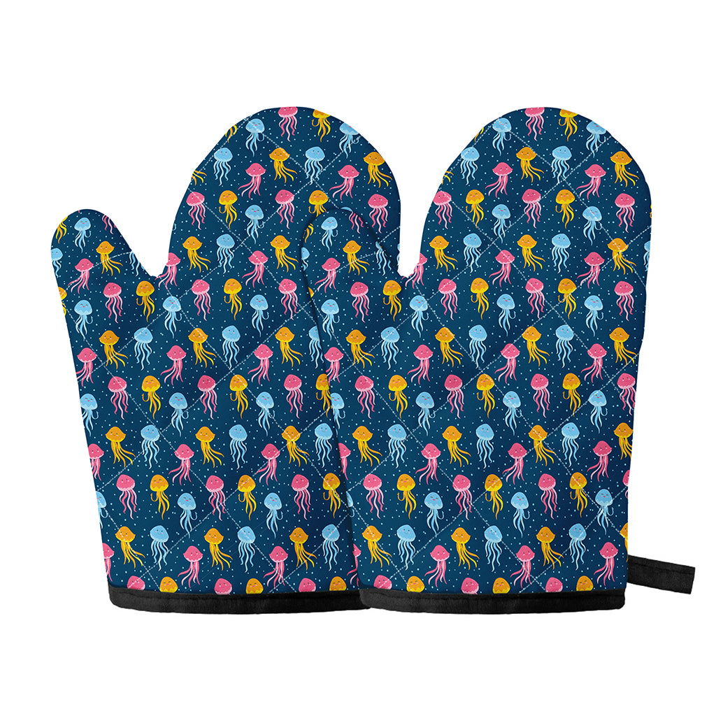 Cute Jellyfish Pattern Print Oven Mitts