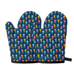 Cute Jellyfish Pattern Print Oven Mitts
