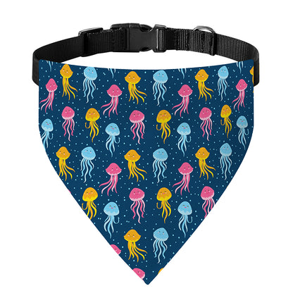 Cute Jellyfish Pattern Print Over The Collar Dog Bandana