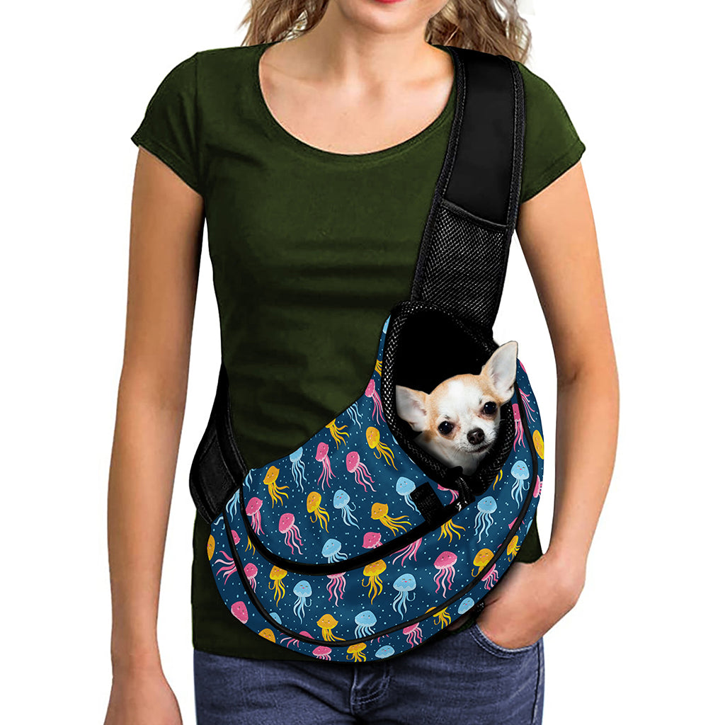 Cute Jellyfish Pattern Print Pet Sling Carrier