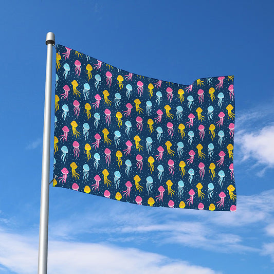 Cute Jellyfish Pattern Print Polyester Flag