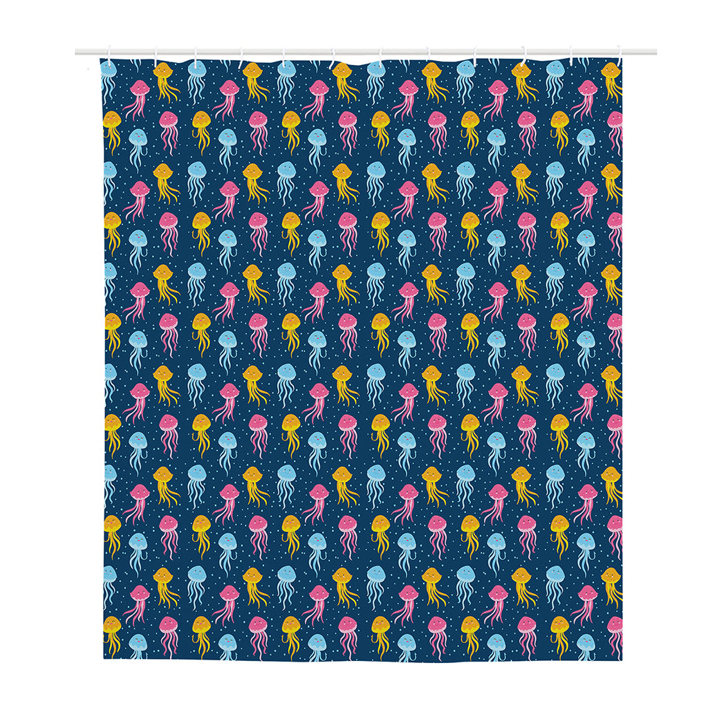 Cute Jellyfish Pattern Print Polyester Shower Curtain