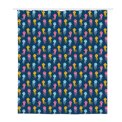 Cute Jellyfish Pattern Print Polyester Shower Curtain