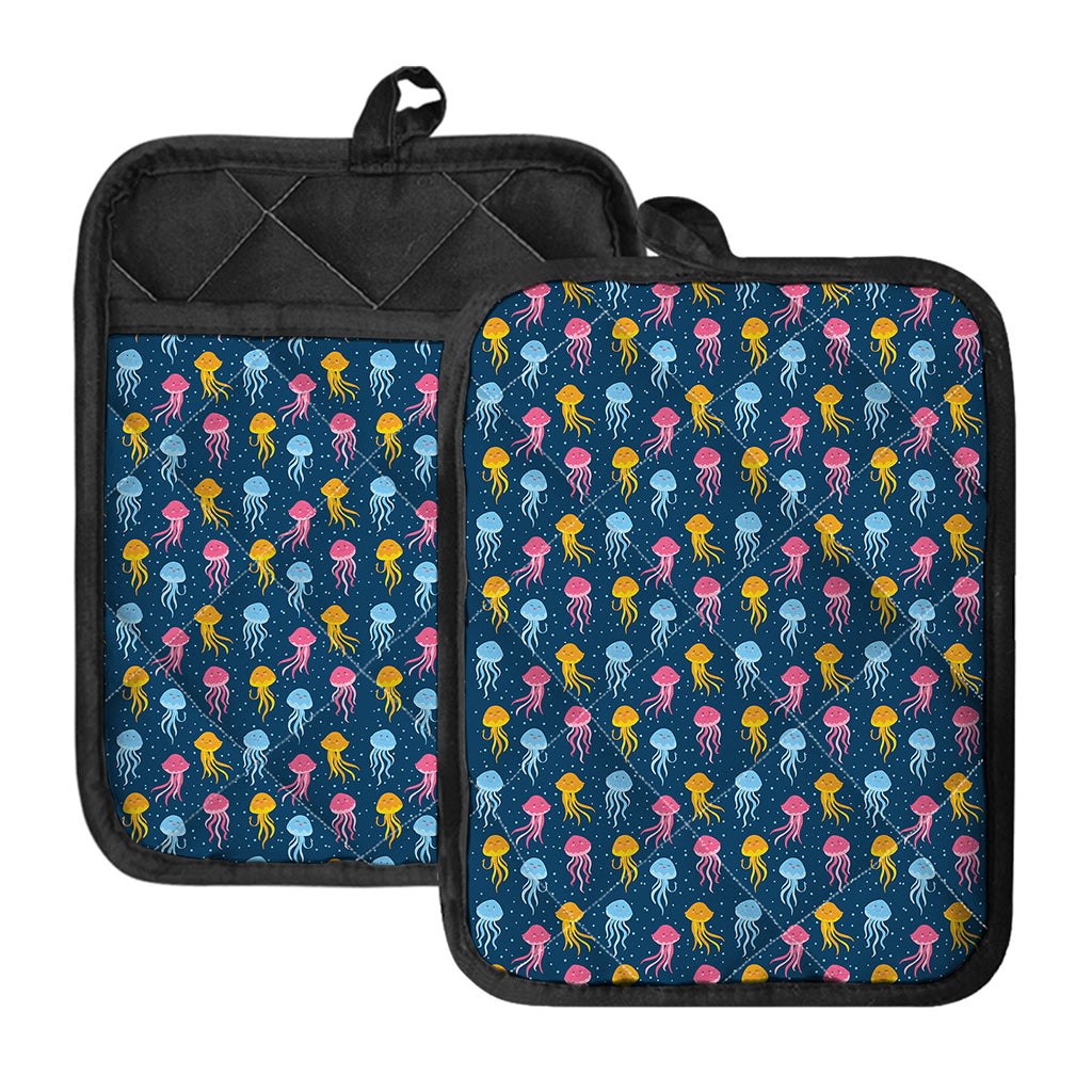 Cute Jellyfish Pattern Print Pot Holders With Pocket