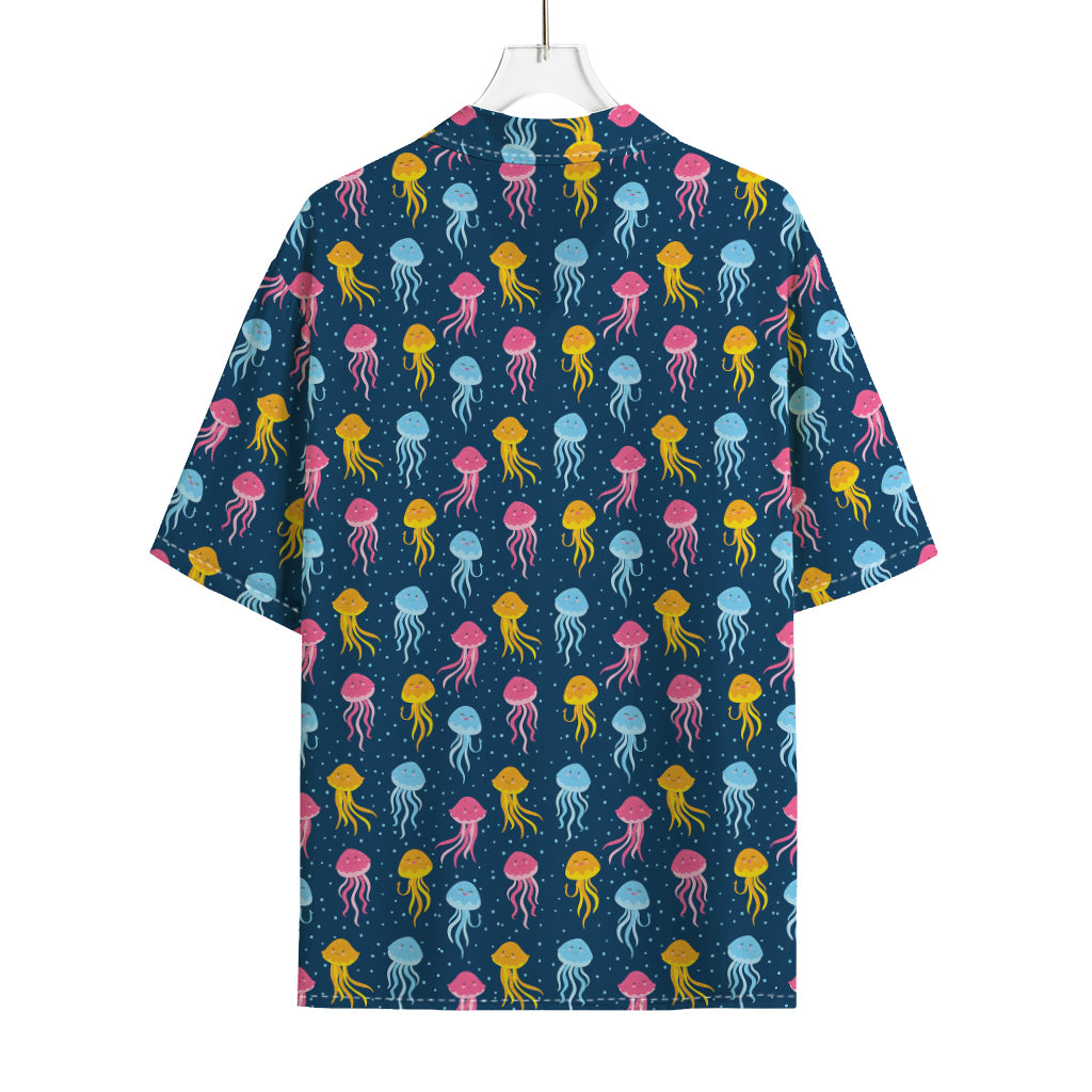 Cute Jellyfish Pattern Print Rayon Hawaiian Shirt