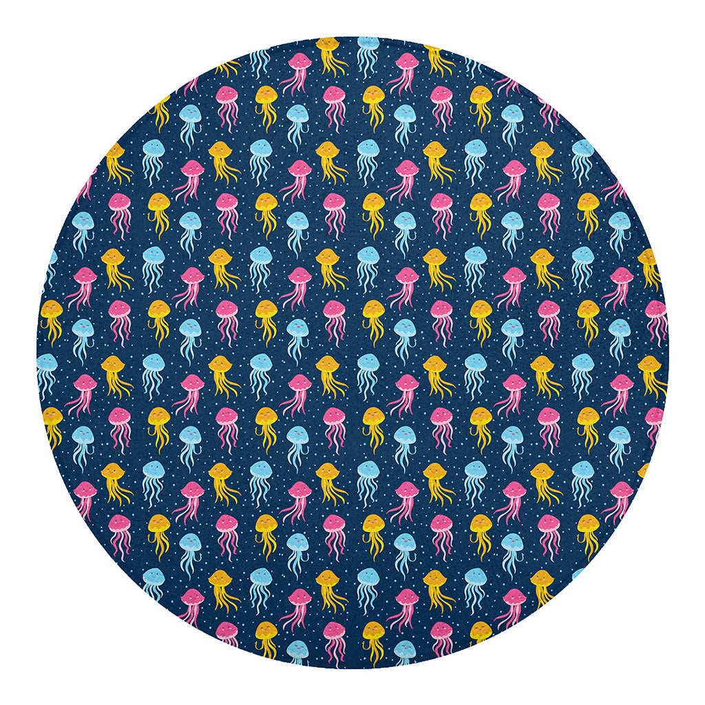 Cute Jellyfish Pattern Print Round Blanket