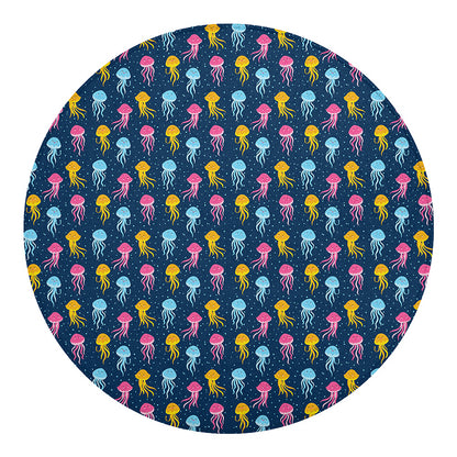 Cute Jellyfish Pattern Print Round Blanket