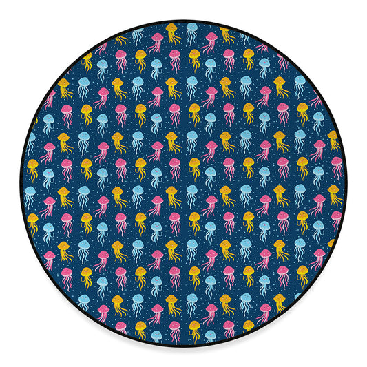Cute Jellyfish Pattern Print Round Floor Mat