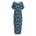 Cute Jellyfish Pattern Print Short Sleeve Long Nightdress