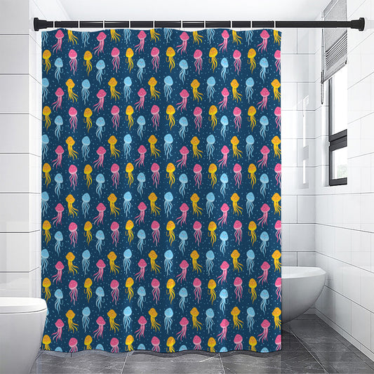 Cute Jellyfish Pattern Print Shower Curtain
