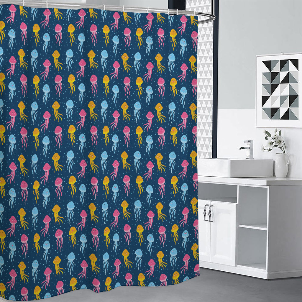 Cute Jellyfish Pattern Print Shower Curtain