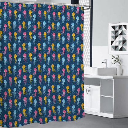Cute Jellyfish Pattern Print Shower Curtain