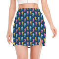 Cute Jellyfish Pattern Print Side Slit Mini Skirt