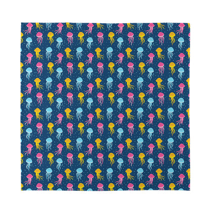 Cute Jellyfish Pattern Print Silk Bandana