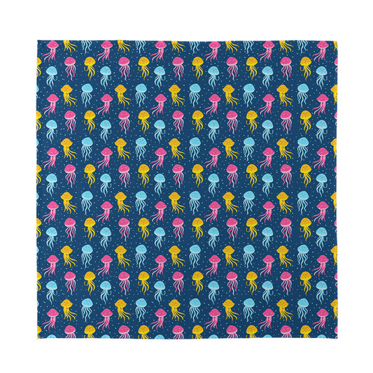 Cute Jellyfish Pattern Print Silk Bandana