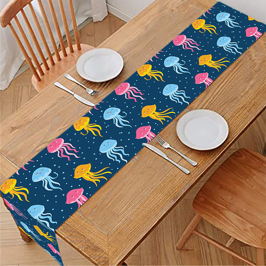 Cute Jellyfish Pattern Print Table Runner