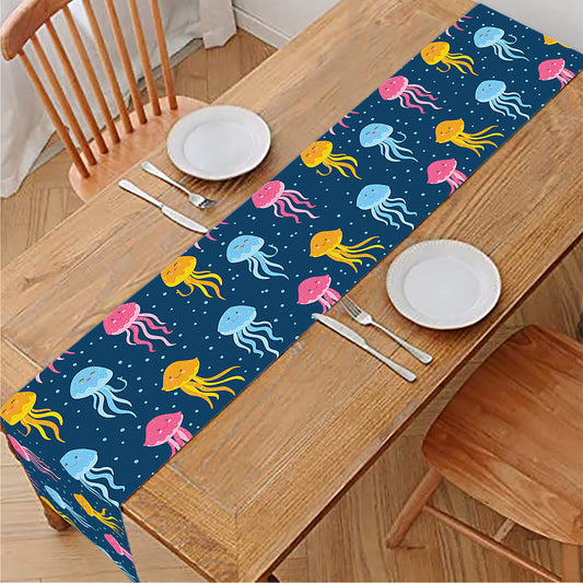 Cute Jellyfish Pattern Print Table Runner
