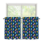 Cute Jellyfish Pattern Print Tier Curtains