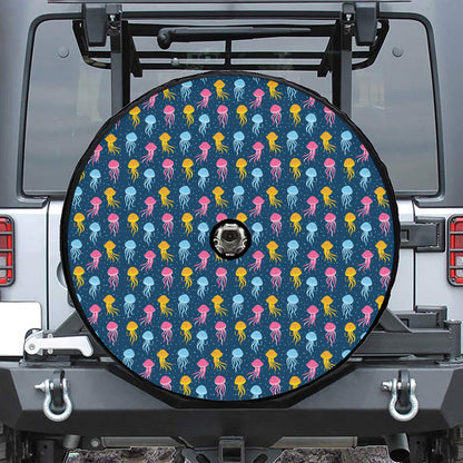 Cute Jellyfish Pattern Print Tire Cover With Camera Hole