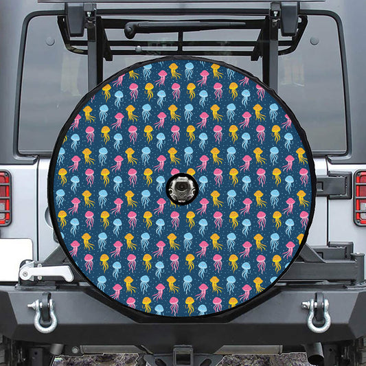 Cute Jellyfish Pattern Print Tire Cover With Camera Hole