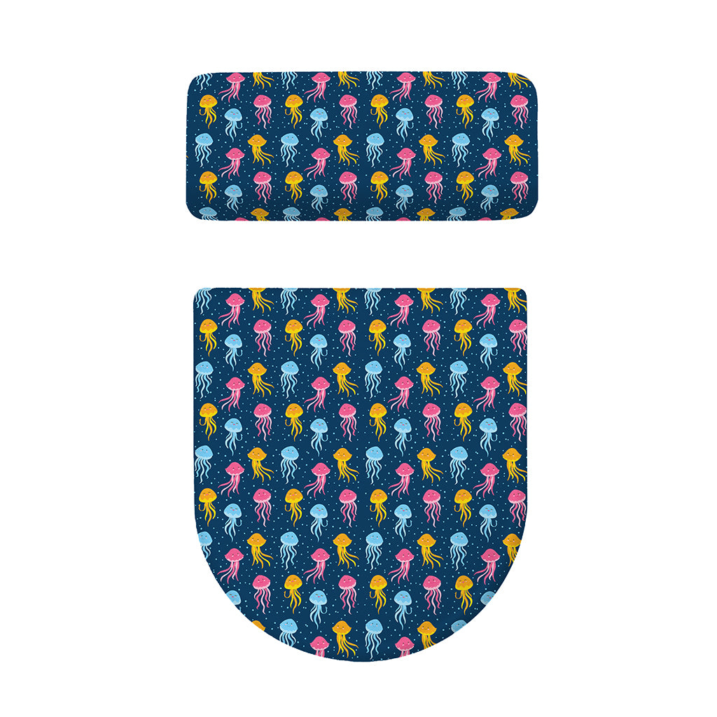 Cute Jellyfish Pattern Print Toilet Lid And Tank Cover Set