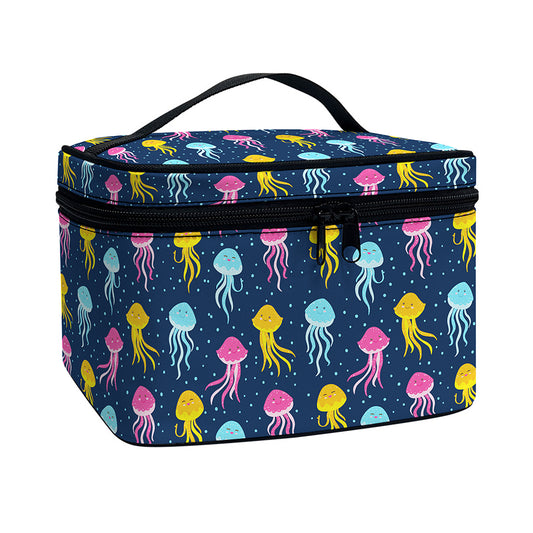 Cute Jellyfish Pattern Print Travel Makeup Bag