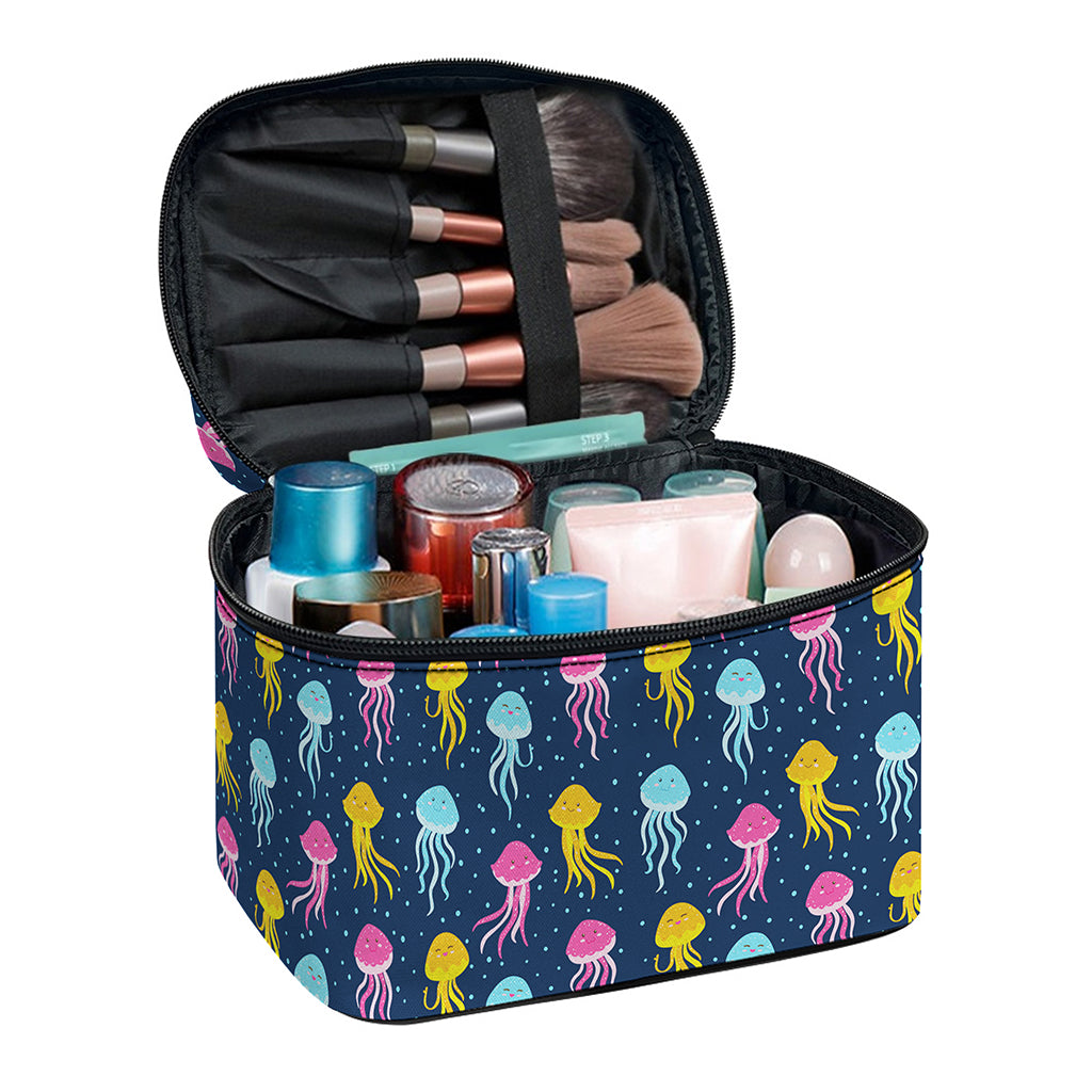 Cute Jellyfish Pattern Print Travel Makeup Bag