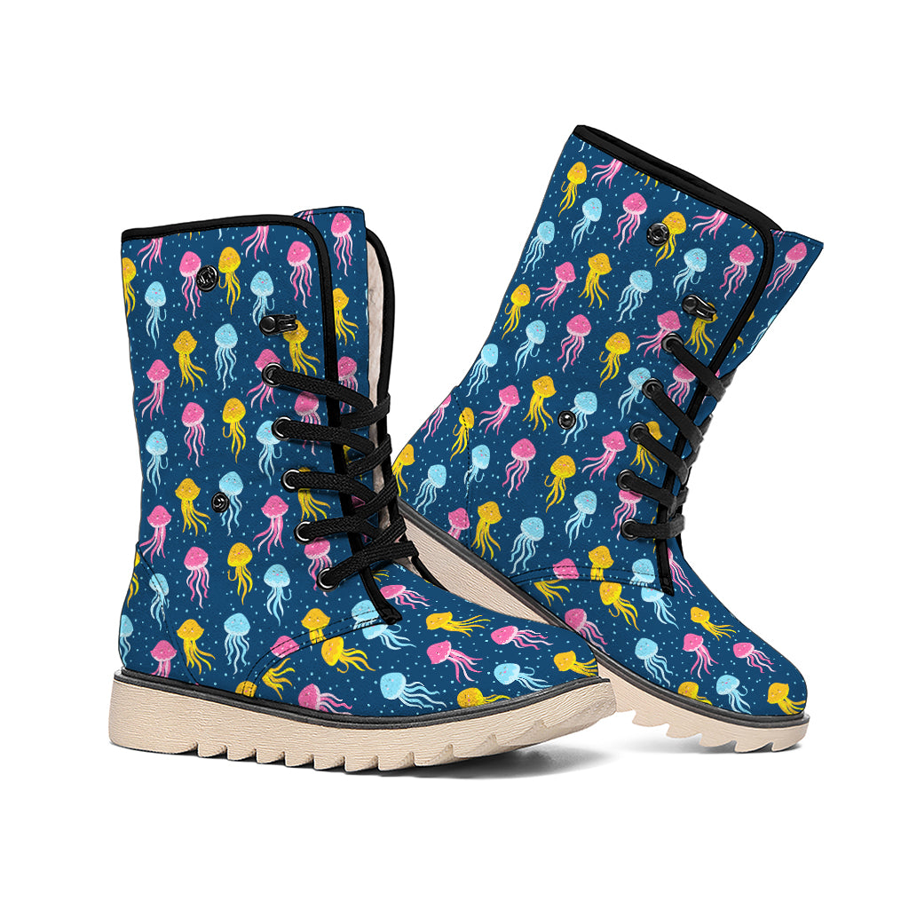 Cute Jellyfish Pattern Print Winter Boots