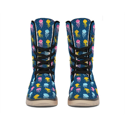 Cute Jellyfish Pattern Print Winter Boots