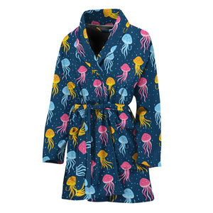 Cute Jellyfish Pattern Print Women's Bathrobe