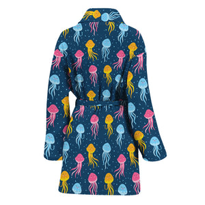 Cute Jellyfish Pattern Print Women's Bathrobe