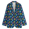 Cute Jellyfish Pattern Print Women's Cotton Blazer