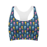 Cute Jellyfish Pattern Print Women's Sports Bra