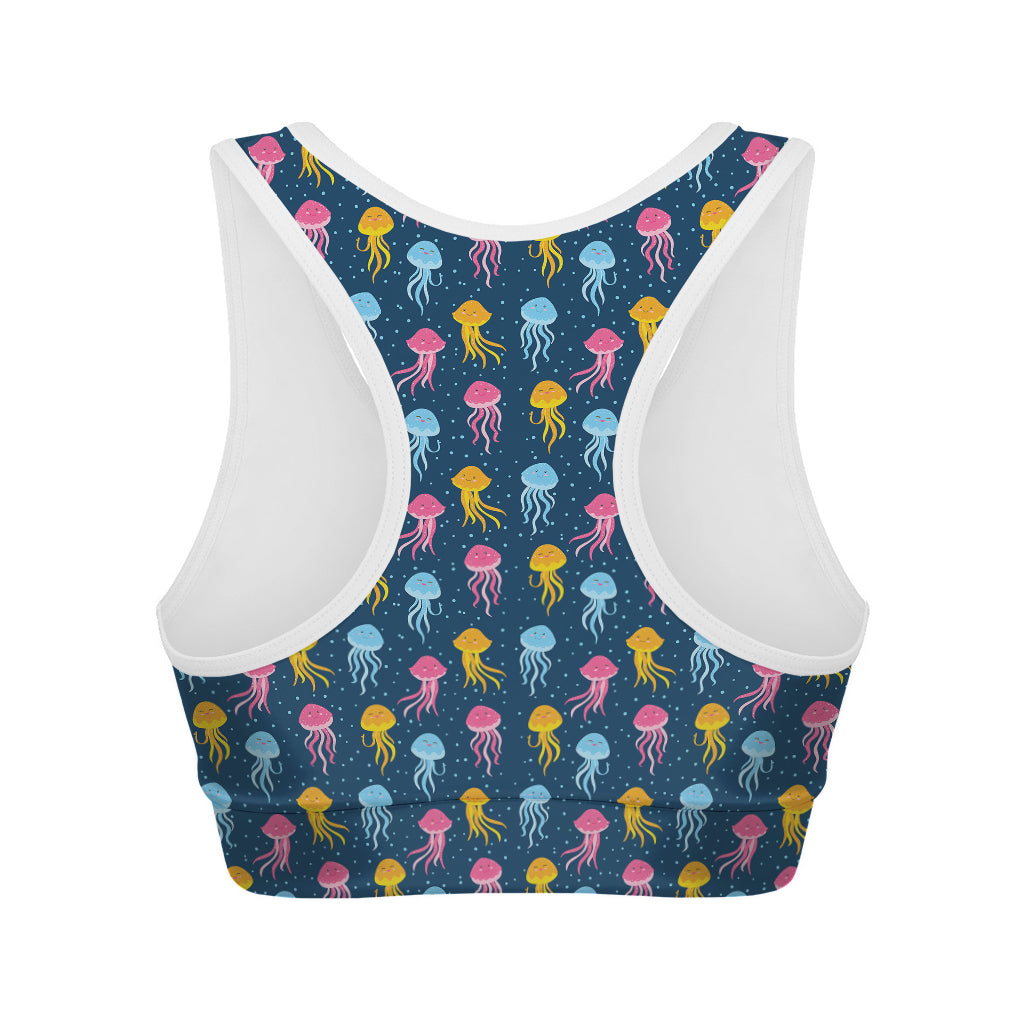Cute Jellyfish Pattern Print Women's Sports Bra