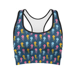 Cute Jellyfish Pattern Print Women's Sports Bra