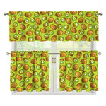 Cute Kiwi Pattern Print 3 Piece Kitchen Curtains