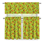 Cute Kiwi Pattern Print 3 Piece Kitchen Curtains