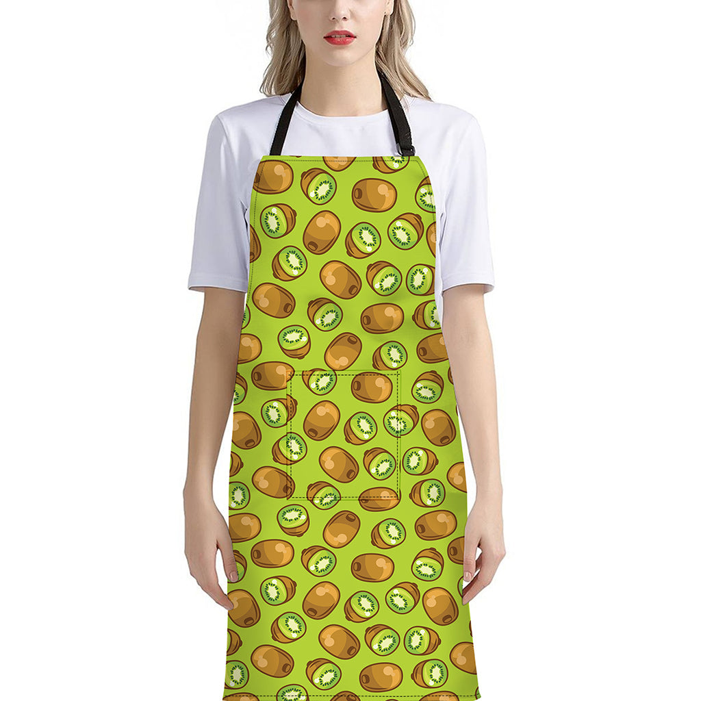 Cute Kiwi Pattern Print Bib Apron With Pocket