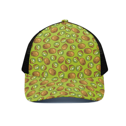 Cute Kiwi Pattern Print Black Mesh Trucker Cap