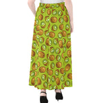 Cute Kiwi Pattern Print Chiffon Maxi Skirt