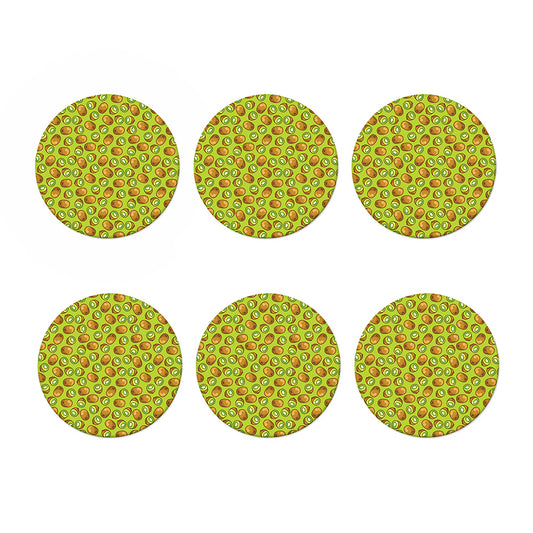 Cute Kiwi Pattern Print Coaster Set