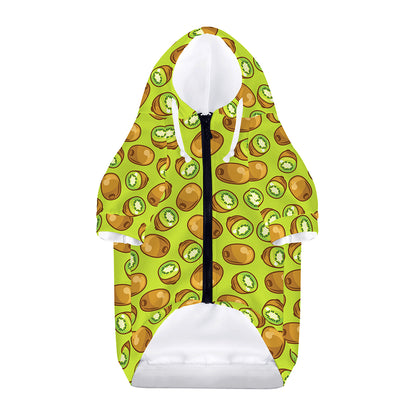 Cute Kiwi Pattern Print Dog Zip Up Hoodie