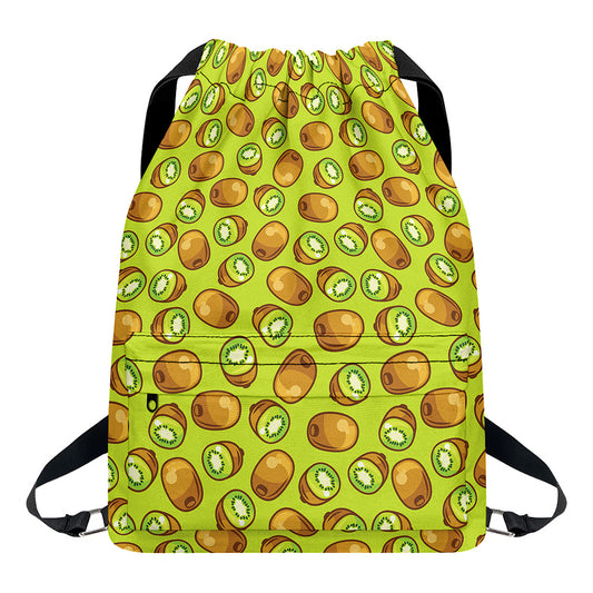 Cute Kiwi Pattern Print Drawstring Backpack