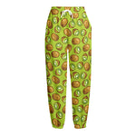 Cute Kiwi Pattern Print Fleece Lined Knit Pants