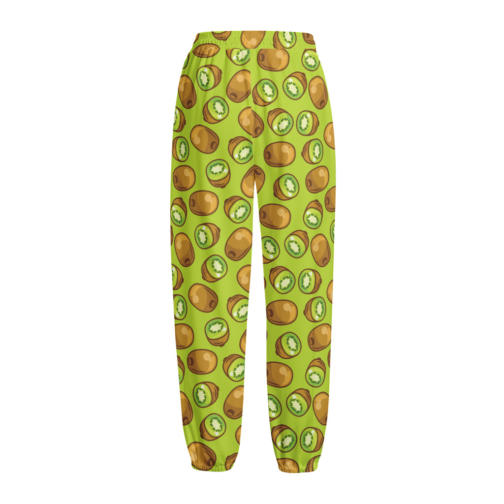 Cute Kiwi Pattern Print Fleece Lined Knit Pants