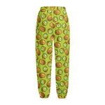 Cute Kiwi Pattern Print Fleece Lined Knit Pants