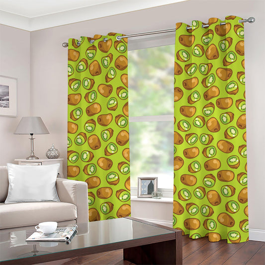 Cute Kiwi Pattern Print Grommet Curtains
