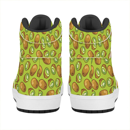 Cute Kiwi Pattern Print High Top Leather Sneakers