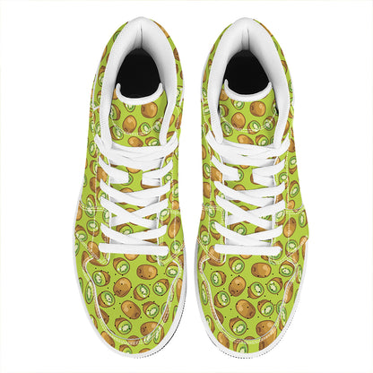 Cute Kiwi Pattern Print High Top Leather Sneakers